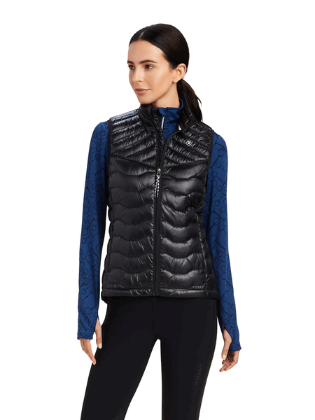 Ariat 10041378 Womens Ideal Down Vest Ir Black front view. If you need any assistance with this item or the purchase of this item please call us at five six one seven four eight eight eight zero one Monday through Saturday 10:00a.m EST to 8:00 p.m EST