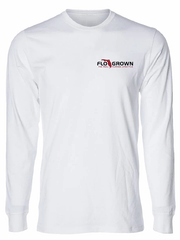 FloGrown FGM-3119 Bass Lake Long Sleeve Tee White front view. If you need any assistance with this item or the purchase of this item please call us at five six one seven four eight eight eight zero one Monday through Saturday 10:00a.m EST to 8:00 p.m EST