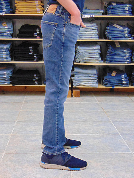 Levi's 295070391 Regular Taper Fit Pauper Tencel Stretch Jean Denim Blue side view. If you need any assistance with this item or the purchase of this item please call us at five six one seven four eight eight eight zero one Monday through Saturday 10:00a.m EST to 8:00 p.m EST