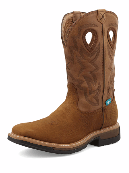 Twisted X MLCCW05 Mens Waterproof Composite Toe Lite Western Work Boot Brown front and side view. If you need any assistance with this item or the purchase of this item please call us at five six one seven four eight eight eight zero one Monday through Saturday 10:00a.m EST to 8:00 p.m EST