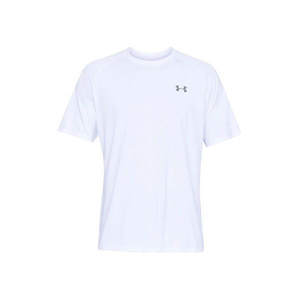 Under Armour 1326413-100 Mens Tech 2.0 Short Sleeve T-Shirt White front view. If you need any assistance with this item or the purchase of this item please call us at five six one seven four eight eight eight zero one Monday through Saturday 10:00a.m EST to 8:00 p.m EST