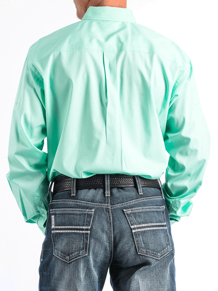 Cinch MTW1104237 Long Sleeve Button Down Western Shirt Solid Mint Green back view. If you need any assistance with this item or the purchase of this item please call us at five six one seven four eight eight eight zero one Monday through Saturday 10:00a.m EST to 8:00 p.m EST