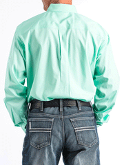 Cinch MTW1104237 Long Sleeve Button Down Western Shirt Solid Mint Green back view. If you need any assistance with this item or the purchase of this item please call us at five six one seven four eight eight eight zero one Monday through Saturday 10:00a.m EST to 8:00 p.m EST