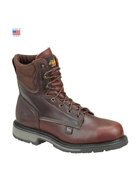 Thorogood 804-4204 Mens 8" American Heritage Work Boot Safety Toe side / front view. If you need any assistance with this item or the purchase of this item please call us at five six one seven four eight eight eight zero one Monday through Saturday 10:00a.m EST to 8:00 p.m EST