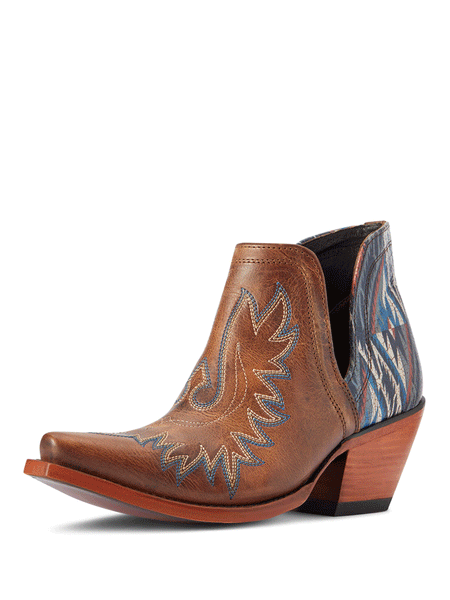 Ariat 10042579 Womens Dixon Chimayo Western Boot Fiery Tan front and outter side view. If you need any assistance with this item or the purchase of this item please call us at five six one seven four eight eight eight zero one Monday through Saturday 10:00a.m EST to 8:00 p.m EST