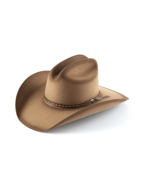 Resistol RWDRTR-JA41P5 Jason Aldean Felt Hat Collection Dirt Road Pecan front and side view. If you need any assistance with this item or the purchase of this item please call us at five six one seven four eight eight eight zero one Monday through Saturday 10:00a.m EST to 8:00 p.m EST
