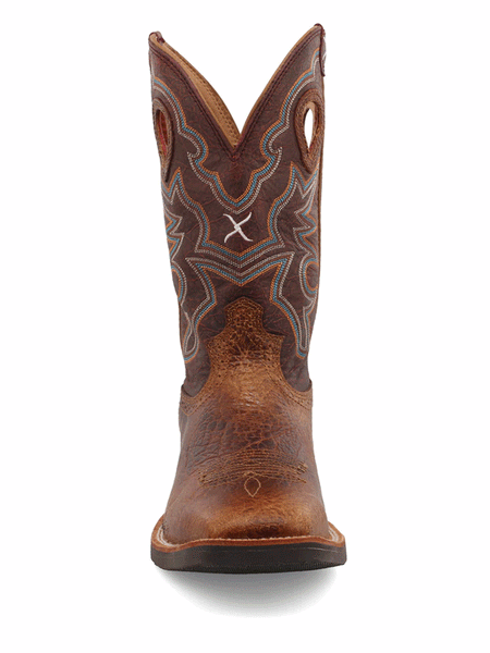Twisted X MRS0065 Mens Ruff Stock Western Work Boot Peanut Burgundy front view. If you need any assistance with this item or the purchase of this item please call us at five six one seven four eight eight eight zero one Monday through Saturday 10:00a.m EST to 8:00 p.m EST
