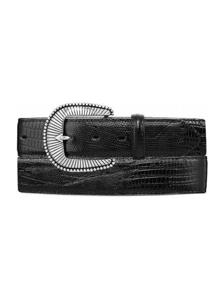 Tony Lama C40963 Lizard Dress Belt Black front view. If you need any assistance with this item or the purchase of this item please call us at five six one seven four eight eight eight zero one Monday through Saturday 10:00a.m EST to 8:00 p.m EST