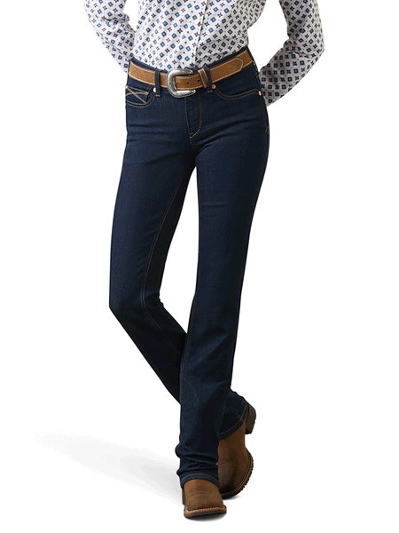 Ariat 10042224 Womens REAL Perfect Rise Ella Straight Jean Rinse front view. If you need any assistance with this item or the purchase of this item please call us at five six one seven four eight eight eight zero one Monday through Saturday 10:00a.m EST to 8:00 p.m EST