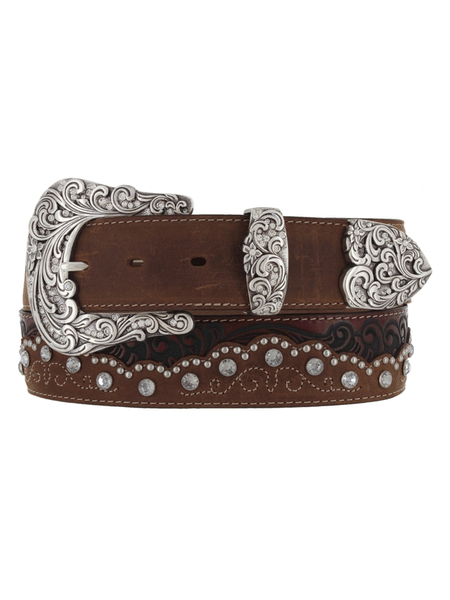 Tony Lama C50499 Womens Kaitlyn Crystal Western Leather Belt Brownfront view. If you need any assistance with this item or the purchase of this item please call us at five six one seven four eight eight eight zero one Monday through Saturday 10:00a.m EST to 8:00 p.m EST