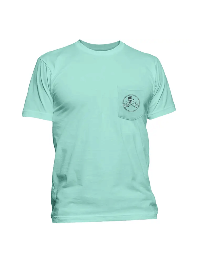 Salt Life SLM10266 Adult Skull and Poles Short Sleeve Pocket Tee Aruba Blue back view. If you need any assistance with this item or the purchase of this item please call us at five six one seven four eight eight eight zero one Monday through Saturday 10:00a.m EST to 8:00 p.m EST