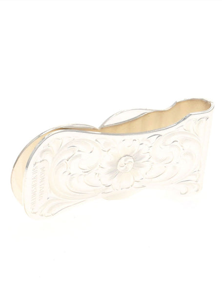 Montana Silversmiths MCL50 Buffalo Indian Nickel Scalloped Money Clip back view. If you need any assistance with this item or the purchase of this item please call us at five six one seven four eight eight eight zero one Monday through Saturday 10:00a.m EST to 8:00 p.m EST