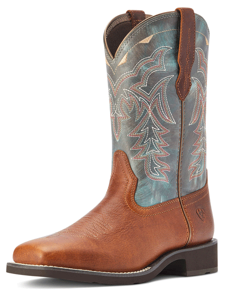 Ariat 10042420 Womens Delilah Square Toe Western Boots Spiced Cider side and front view.If you need any assistance with this item or the purchase of this item please call us at five six one seven four eight eight eight zero one Monday through Saturday 10:00a.m EST to 8:00 p.m EST