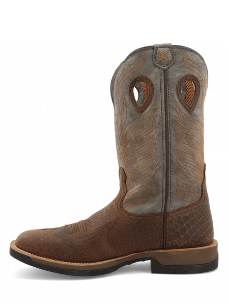 Twisted X MXW0003 Mens WS Caiman Print Tech X Boot Brown And Grey inner side view. If you need any assistance with this item or the purchase of this item please call us at five six one seven four eight eight eight zero one Monday through Saturday 10:00a.m EST to 8:00 p.m EST