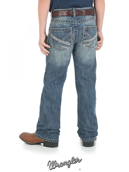 Wrangler 42BWXBB - 42JWXBB Kids Vintage Boot Cut 20X Jean Denim back view. If you need any assistance with this item or the purchase of this item please call us at five six one seven four eight eight eight zero one Monday through Saturday 10:00a.m EST to 8:00 p.m EST