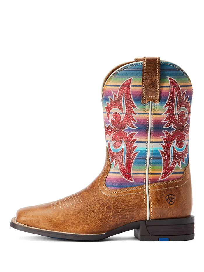 Ariat 10042595 Kids Lonestar Western Boot Ridge Tan side and front view. If you need any assistance with this item or the purchase of this item please call us at five six one seven four eight eight eight zero one Monday through Saturday 10:00a.m EST to 8:00 p.m EST