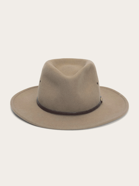 Stetson SWMOAB-8132MU THE MOAB Crushable Wool Felt Hat Mushroom front view. If you need any assistance with this item or the purchase of this item please call us at five six one seven four eight eight eight zero one Monday through Saturday 10:00a.m EST to 8:00 p.m EST
