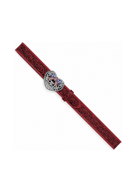 Justin C21337 Womens True Heartland Belt Red view from above. If you need any assistance with this item or the purchase of this item please call us at five six one seven four eight eight eight zero one Monday through Saturday 10:00a.m EST to 8:00 p.m EST