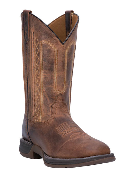Laredo 7454 Mens Bennett Leather Boot Tan Distressed side and front view. If you need any assistance with this item or the purchase of this item please call us at five six one seven four eight eight eight zero one Monday through Saturday 10:00a.m EST to 8:00 p.m EST