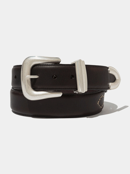 Vintage Bison VB-7011 Mens Dalton Leather Belt Chocolate front view. If you need any assistance with this item or the purchase of this item please call us at five six one seven four eight eight eight zero one Monday through Saturday 10:00a.m EST to 8:00 p.m EST