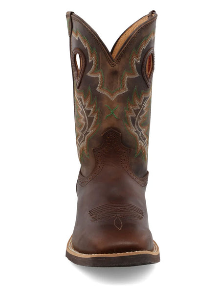 Twisted X MRS0069 Mens Ruff Stock Work Boot Smoky Chocolate & Tobacco front view. If you need any assistance with this item or the purchase of this item please call us at five six one seven four eight eight eight zero one Monday through Saturday 10:00a.m EST to 8:00 p.m EST