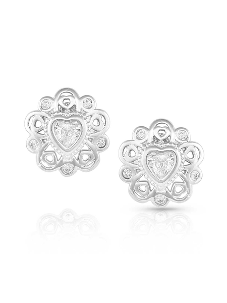 Montana Silversmiths ER5357 Womens Hidden Hearts Crystal Post Earrings Silver front view. If you need any assistance with this item or the purchase of this item please call us at five six one seven four eight eight eight zero one Monday through Saturday 10:00a.m EST to 8:00 p.m EST