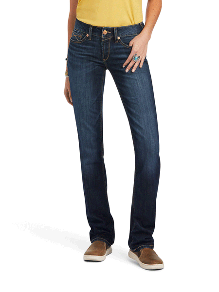 Ariat 10041060 Womens REAL Mid Rise Octavia Straight Jean Burbank front view. If you need any assistance with this item or the purchase of this item please call us at five six one seven four eight eight eight zero one Monday through Saturday 10:00a.m EST to 8:00 p.m EST