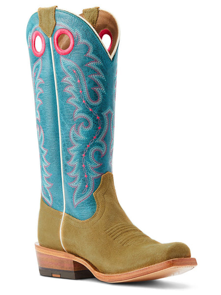 Ariat 10044403 Womens Futurity Boon Western Boot Buckskin Roughout inner side and front view. If you need any assistance with this item or the purchase of this item please call us at five six one seven four eight eight eight zero one Monday through Saturday 10:00a.m EST to 8:00 p.m EST
