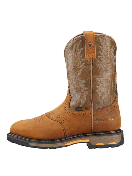 Ariat 10001188 Mens WorkHog Pull-on Work Boot Aged Bark side view.If you need any assistance with this item or the purchase of this item please call us at five six one seven four eight eight eight zero one Monday through Saturday 10:00a.m EST to 8:00 p.m EST