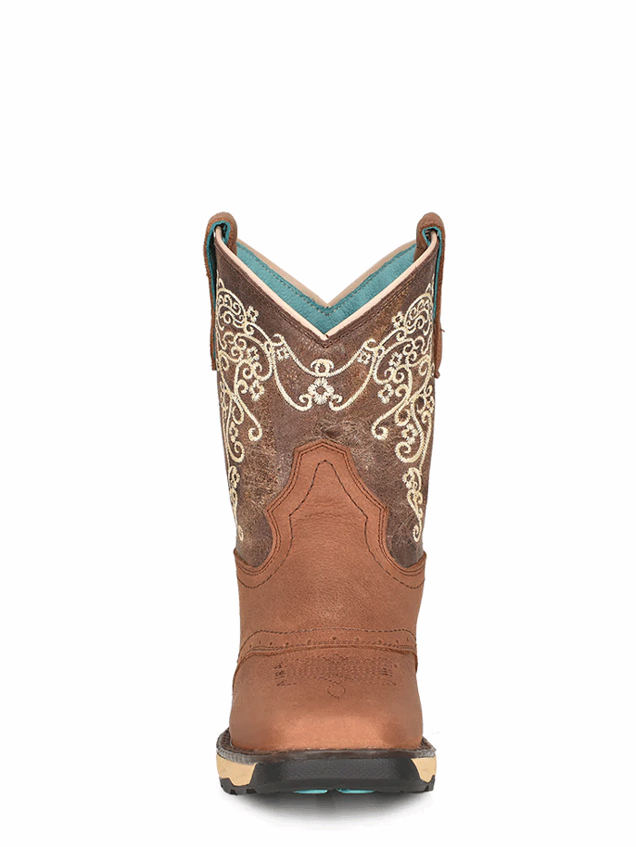 Corral W5006 Ladies Farm & Ranch Square Toe Work Boot Tan front and side view . If you need any assistance with this item or the purchase of this item please call us at five six one seven four eight eight eight zero one Monday through Saturday 10:00a.m EST to 8:00 p.m EST