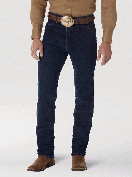 Wrangler 0936DSD Mens Cowboy Cut Slim Fit Jeans Dark Stone front view. If you need any assistance with this item or the purchase of this item please call us at five six one seven four eight eight eight zero one Monday through Saturday 10:00a.m EST to 8:00 p.m EST