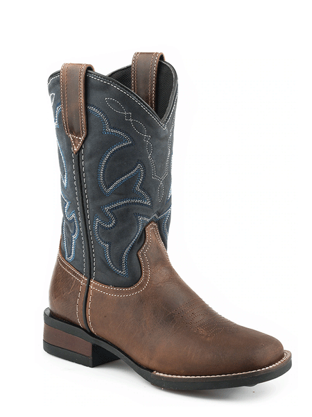 Roper 09-018-0911-2409BR Kids Monterey Boot Burnished Leather Brown front and side view. If you need any assistance with this item or the purchase of this item please call us at five six one seven four eight eight eight zero one Monday through Saturday 10:00a.m EST to 8:00 p.m EST