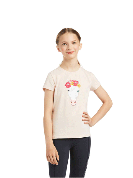 Ariat 10039646 Kids Wonderful Dream T-Shirt Heather Pink front view. If you need any assistance with this item or the purchase of this item please call us at five six one seven four eight eight eight zero one Monday through Saturday 10:00a.m EST to 8:00 p.m EST