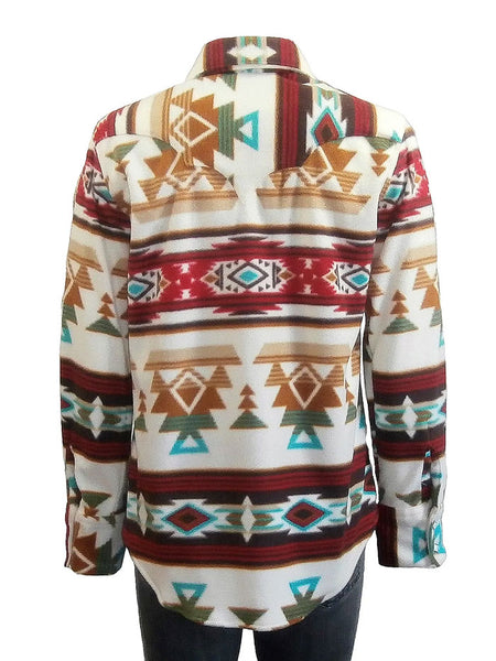 Rockmount 7100-TAN RED Womens Native Pattern Fleece Western Shirt In Tan And Red back view. If you need any assistance with this item or the purchase of this item please call us at five six one seven four eight eight eight zero one Monday through Saturday 10:00a.m EST to 8:00 p.m EST