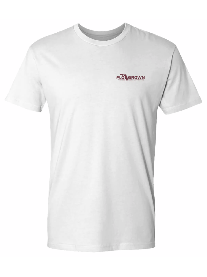 FloGrown FGM-1559 Snook Flag Outfitters Tee White back view. If you need any assistance with this item or the purchase of this item please call us at five six one seven four eight eight eight zero one Monday through Saturday 10:00a.m EST to 8:00 p.m EST