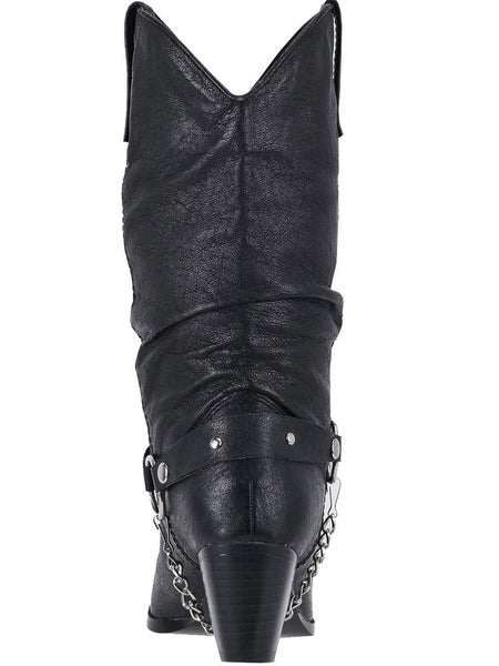 Dingo DI522 Ladies Short Boot High Heel Black back view. If you need any assistance with this item or the purchase of this item please call us at five six one seven four eight eight eight zero one Monday through Saturday 10:00a.m EST to 8:00 p.m EST 