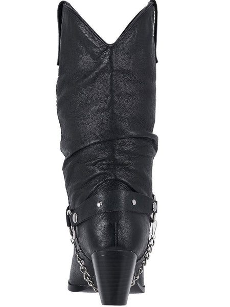Dingo DI522 Ladies Short Boot High Heel Black back view. If you need any assistance with this item or the purchase of this item please call us at five six one seven four eight eight eight zero one Monday through Saturday 10:00a.m EST to 8:00 p.m EST