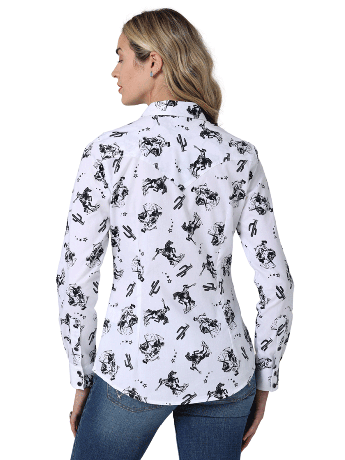 Wrangler 112330046 Womens Retro Western Shirt White front view. If you need any assistance with this item or the purchase of this item please call us at five six one seven four eight eight eight zero one Monday through Saturday 10:00a.m EST to 8:00 p.m EST