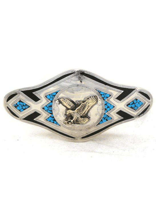 Colorado Silver Star 0-7100-W69TB Attack Eagle Elongated Diamond Shaped Buckle Silver front view. If you need any assistance with this item or the purchase of this item please call us at five six one seven four eight eight eight zero one Monday through Saturday 10:00a.m EST to 8:00 p.m EST