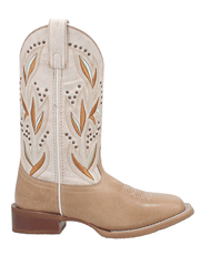 Laredo 5603 Womens LYDIA Square Toe Western Boots Tan Sand side view. If you need any assistance with this item or the purchase of this item please call us at five six one seven four eight eight eight zero one Monday through Saturday 10:00a.m EST to 8:00 p.m EST