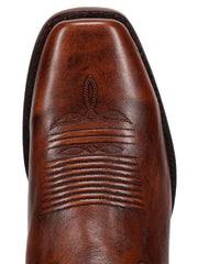 Dan Post DP3355 Mens WADE Square Toe Western Boot Brown toe view. If you need any assistance with this item or the purchase of this item please call us at five six one seven four eight eight eight zero one Monday through Saturday 10:00a.m EST to 8:00 p.m EST