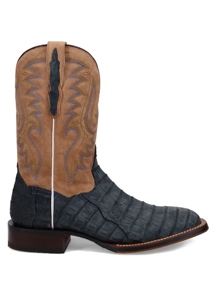 Dan Post DP5014 Mens LEON Caiman Square Toe Boot Denim Blue front and side view. If you need any assistance with this item or the purchase of this item please call us at five six one seven four eight eight eight zero one Monday through Saturday 10:00a.m EST to 8:00 p.m EST