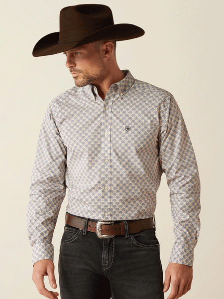 Ariat 10054080 Mens Cario Fitted Shirt Grey front. If you need any assistance with this item or the purchase of this item please call us at five six one seven four eight eight eight zero one Monday through Saturday 10:00a.m EST to 8:00 p.m EST