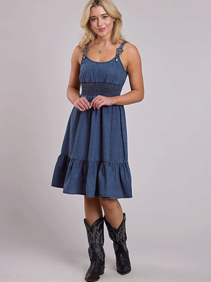 Roper 03-057-0594-6173 Womens Denim Tank Dress Blue