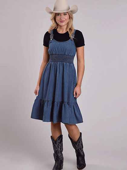 Roper 03-057-0594-6173 Womens Denim Tank Dress Blue