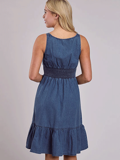 Roper 03-057-0594-6173 Womens Denim Tank Dress Blue
