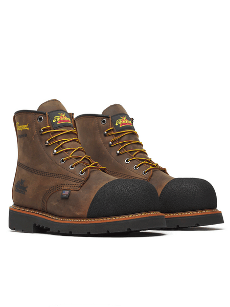 Thorogood 804-4137 Mens Hammerhead Waterproof Nano Toe Work Boot Crazy Horse Brown front and side view. If you need any assistance with this item or the purchase of this item please call us at five six one seven four eight eight eight zero one Monday through Saturday 10:00a.m EST to 8:00 p.m EST
