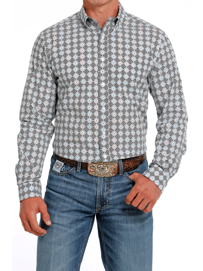 Cinch MTW1347081 Mens Printed Button Down Western Shirt Multicolor front view. If you need any assistance with this item or the purchase of this item please call us at five six one seven four eight eight eight zero one Monday through Saturday 10:00a.m EST to 8:00 p.m EST