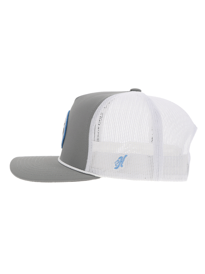 Hooey 2330T-GYWH COWBOY GOLF High Profile Trucker Hat Grey And White front and side view. If you need any assistance with this item or the purchase of this item please call us at five six one seven four eight eight eight zero one Monday through Saturday 10:00a.m EST to 8:00 p.m EST

