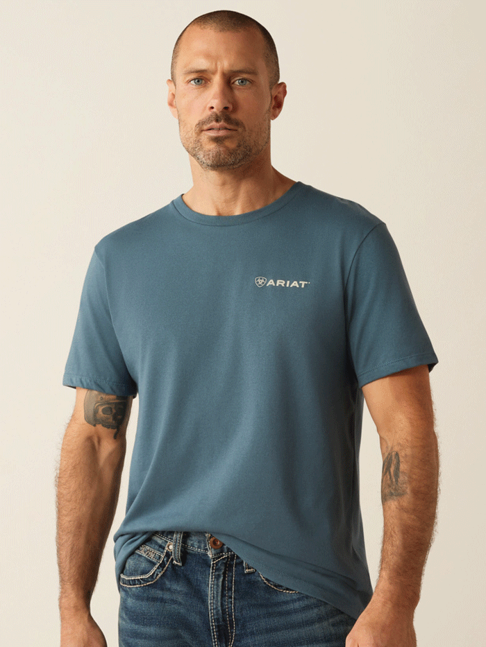 Ariat 10054770 Mens Southwest Hexa Deca T-Shirt Lagoon Green back view. If you need any assistance with this item or the purchase of this item please call us at five six one seven four eight eight eight zero one Monday through Saturday 10:00a.m EST to 8:00 p.m EST

